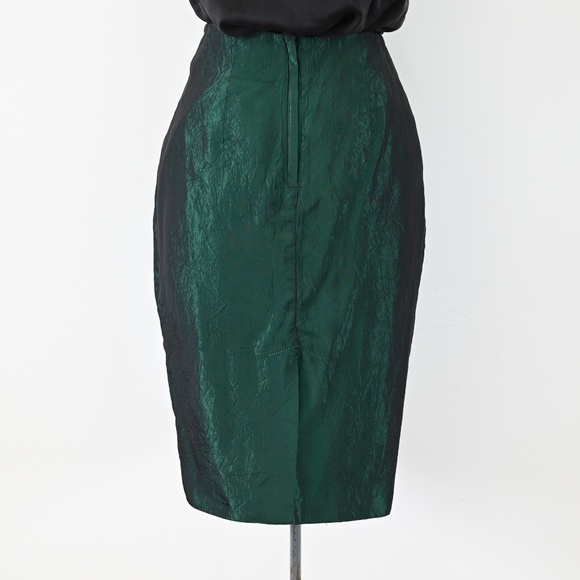 1980s B.B. Collections by BarbaraBarbara Iridescent Shimmery Green Disco Skirt - Picture 6 of 12